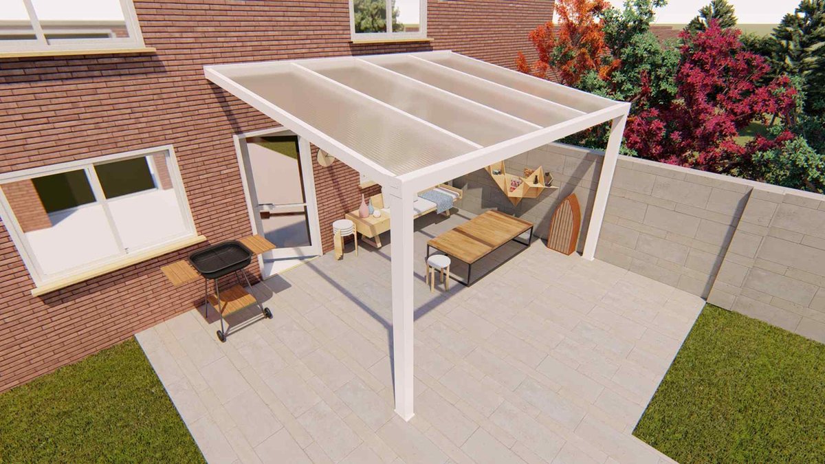 Benelux Veranda 3,50 mt x 2,70 mt – Cream – Opal Polycarbonate - inclusief montage