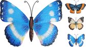 Muurdecoratie vlinder metaal 34x21cm verkrijgbaar in 3 verschillende kleuren