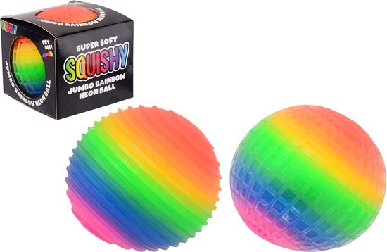 Jumbo rainbow bal 10 cm - Regenboog stressbal knijpbal - 1 exemplaar - Voor kinderen en volwassenen - Voor de hand - Fidget