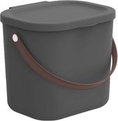Rotho - Boîte de rangement / Seau avec couvercle et anse 6L - Plastique recyclé - Sans BPA - Anthracite