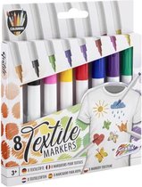 Textielstiften 8 kleuren voor volwassenen en kinderen - Textielmarkers