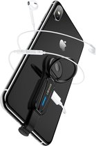 USAMS Audio Adapter Met Ring en LED Lightning - 2x Apple Lightning Poort - Zwart