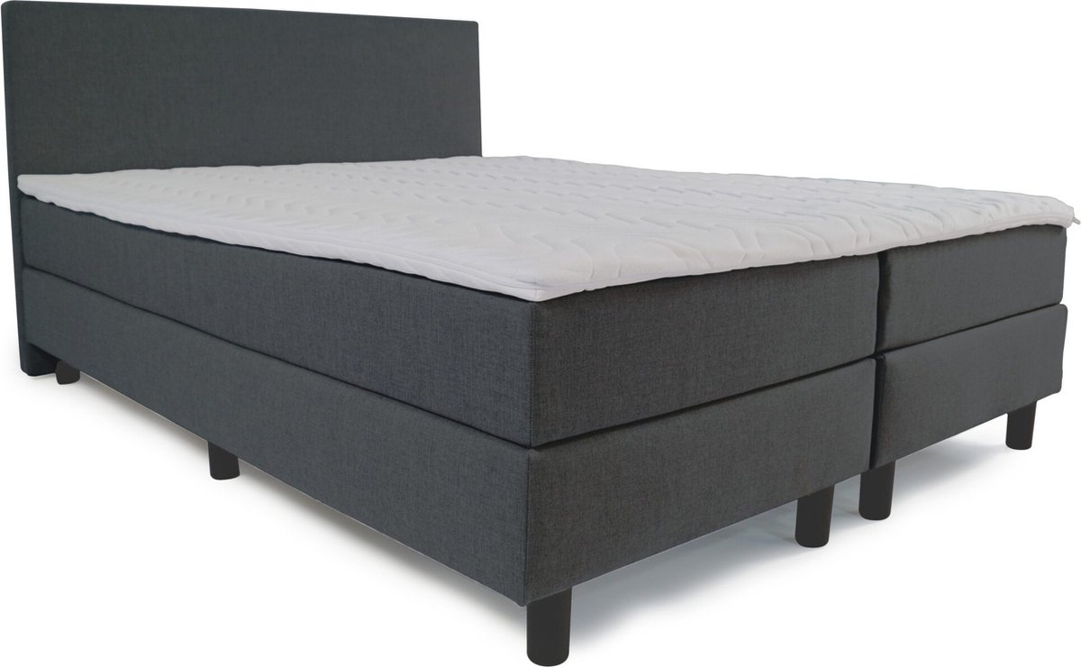 Berkbedding Boxspring Home - Compleet - Pocketvering - HR koudschuim - Antraciet - 80x210 cm