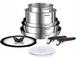 Tefal Ingenio Pannenset - 10-delig - 5 Pannen- glas Deksel - 2 Handgrepen - RVS -