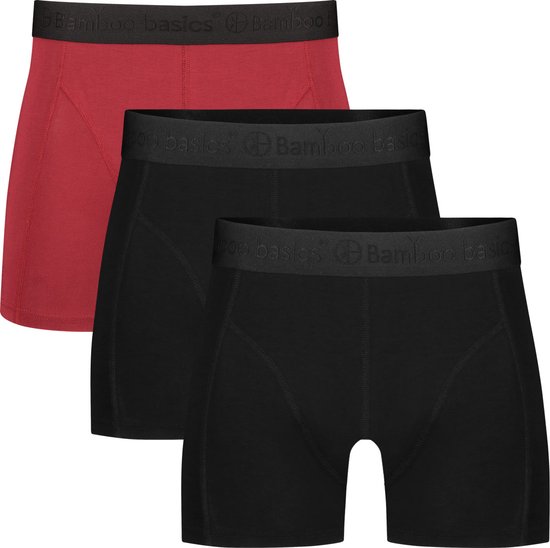 Boxershorts Rick (3-pack) - Bordeaux Rood, Zwart & Zwart S