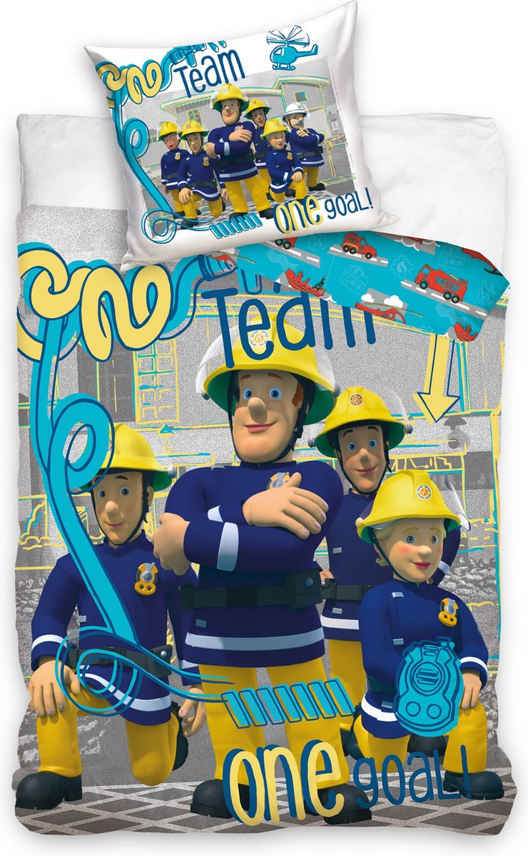 Brandweerman Sam Dekbedovertrek One Team 140 x 200 cm - Katoen