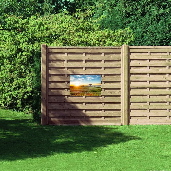 WallClassics - Poster de jardin - Coucher de soleil dans les fermes - 75 x 50 cm Photo sur poster de jardin (décoration murale pour l'extérieur et l'intérieur)