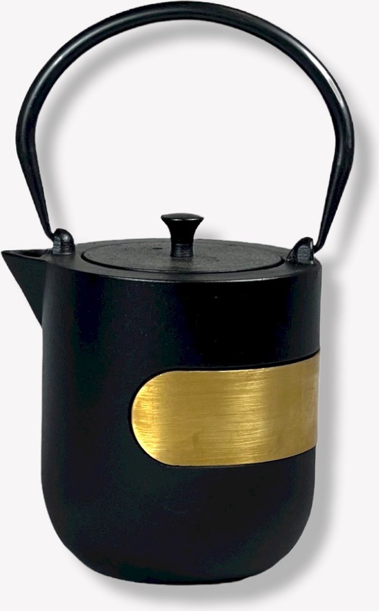 Ja-unendlich unieke gietijzeren theepot met rvs filter - black koper - 1.1 liter