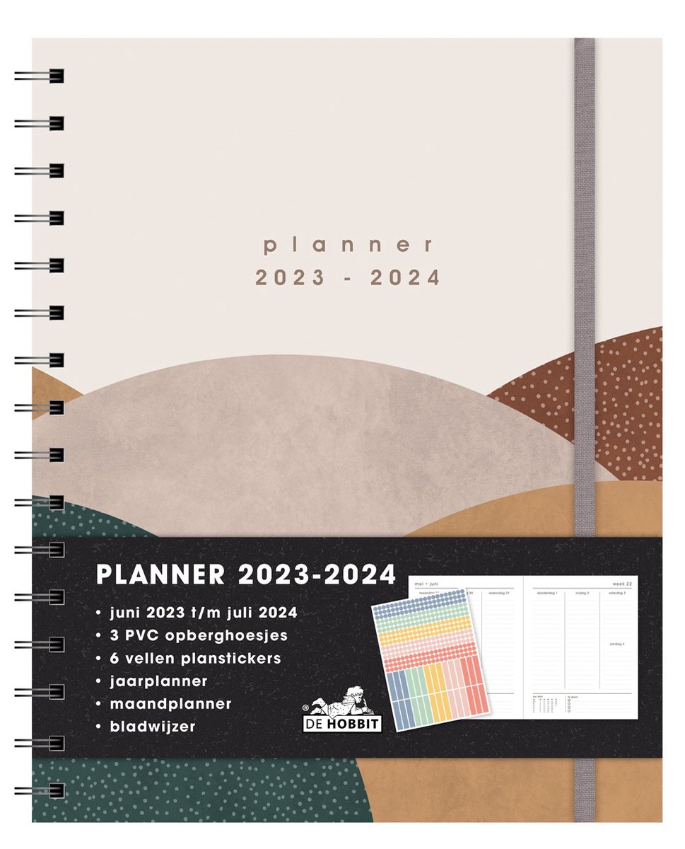 Hobbit - Planner - Aardetinten - 2023/2024 - Hardcover - Ringband - Week op  2 pagina's... | bol