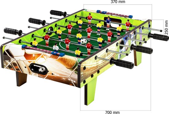 Thumbnail van een extra afbeelding van het spel Tafelvoetbal - Tafelvoetbalspel - Tafelvoetbalspel - Tafelvoetbaltafel - Voetbaltafel - Voetbaltafel klein - Op poten - 70 x 37 x 25 cm - Voetbal decor