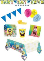 Spongebob - Fête d'enfants - Forfait fête - Vaste - Articles de fête - 8 Enfants - Nappe - Tasses - Assiettes - Serviettes.