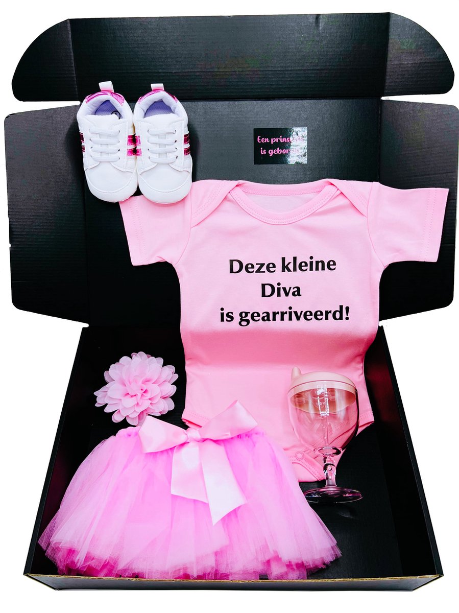 Goedkoopste Kraamcadeau meisje, kleine diva, baby wijnglas drinkbeker - kan ook rechtsreeks worden verstuurd als cadeau