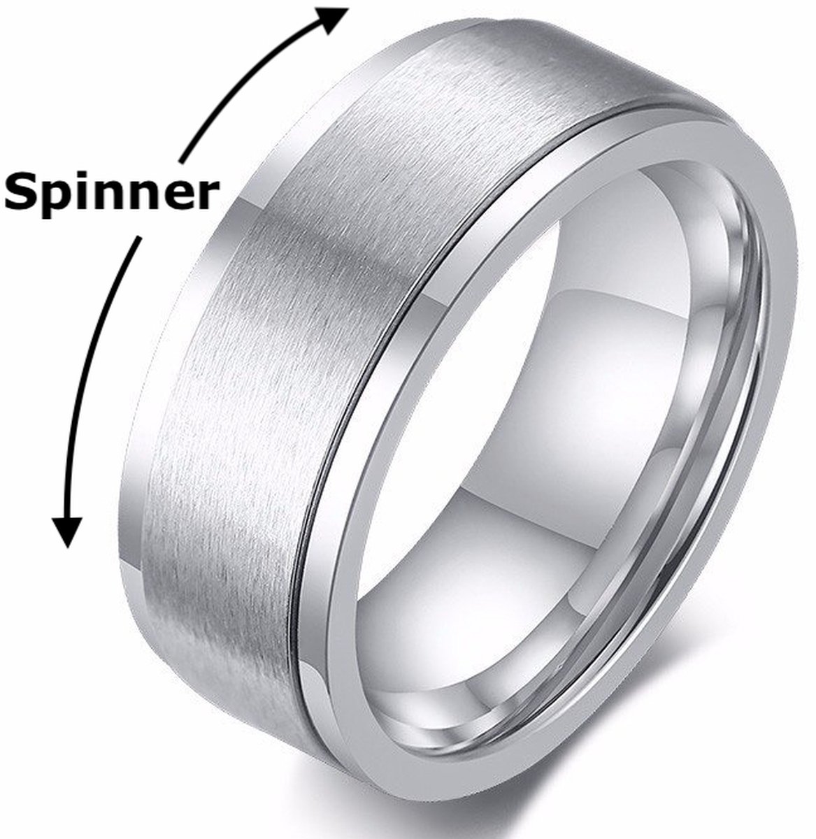 Fidget Ring Zilver kleurig - Anxiety Ring - Fidget Toy Om Je Vinger! - Staal - Ringen Heren Dames - Cadeau voor Man - Mannen Cadeautjes - TrendFox