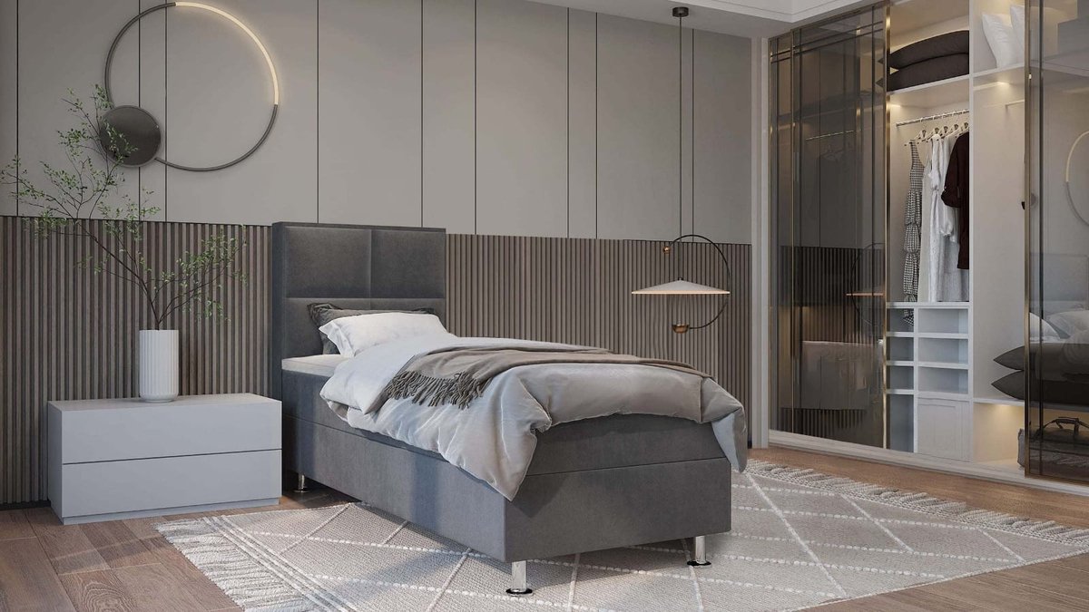 Zetelsenbedden Alba Boxspring Bed 90x200 cm Velvet Grijs met Opbergruimte - afbeelding 2