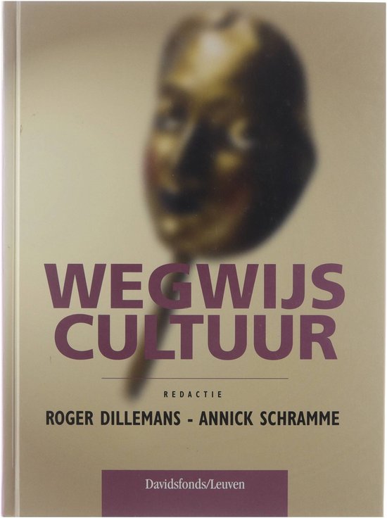 Livre 'Wegwijs Cultuur' avec un masque doré sur la couverture.