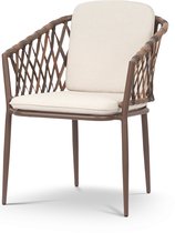 Chaise de jardin en rotin Lisomme Noor marron - avec coussins d'assise