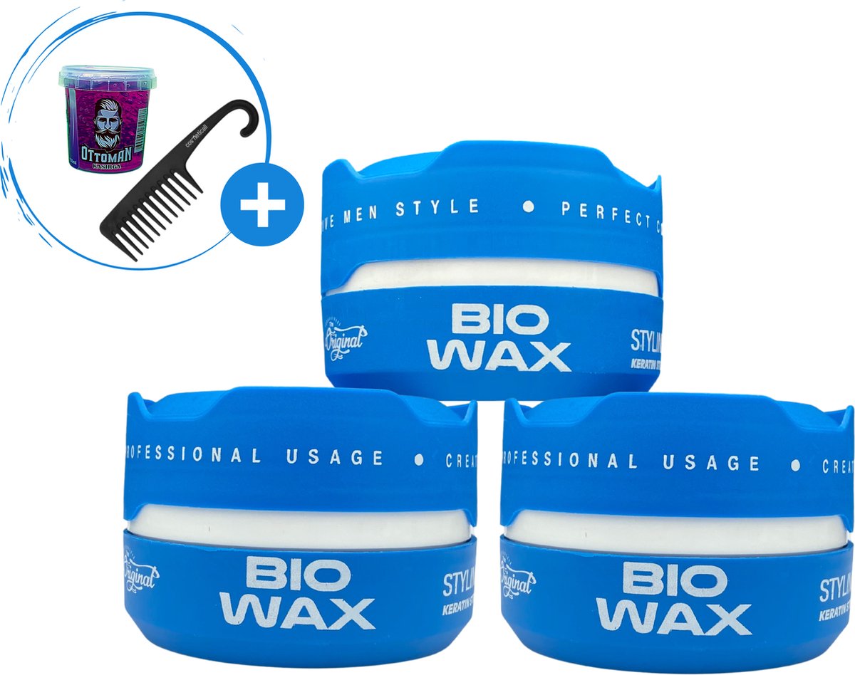 3-Pack Voordeelbundel Biowax Professional 04 Aqua Haarwax.