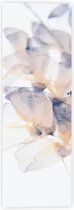 Acrylglas - Tekening van Paars met Oranje Bloemen tegen Witte Achtergrond - 20x60 cm Foto op Acrylglas (Wanddecoratie op Acrylaat)
