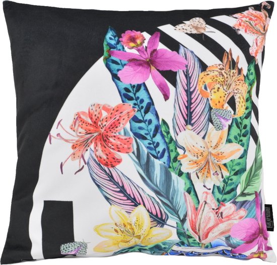 Sierkussen Velours Fleurs Graphiques | 45 x 45 cm | Velours/Polyester