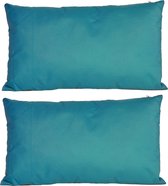4x Bank/sier kussens voor binnen en buiten in de kleur petrol blauw 30 x 50 cm - Tuin/huis kussens