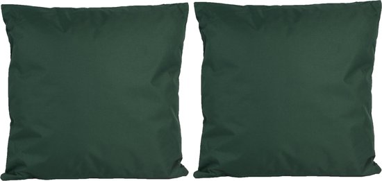 2x Bank/sier kussens voor binnen en buiten in de kleur donkergroen 45 x 45 cm - Tuin/huis kussens