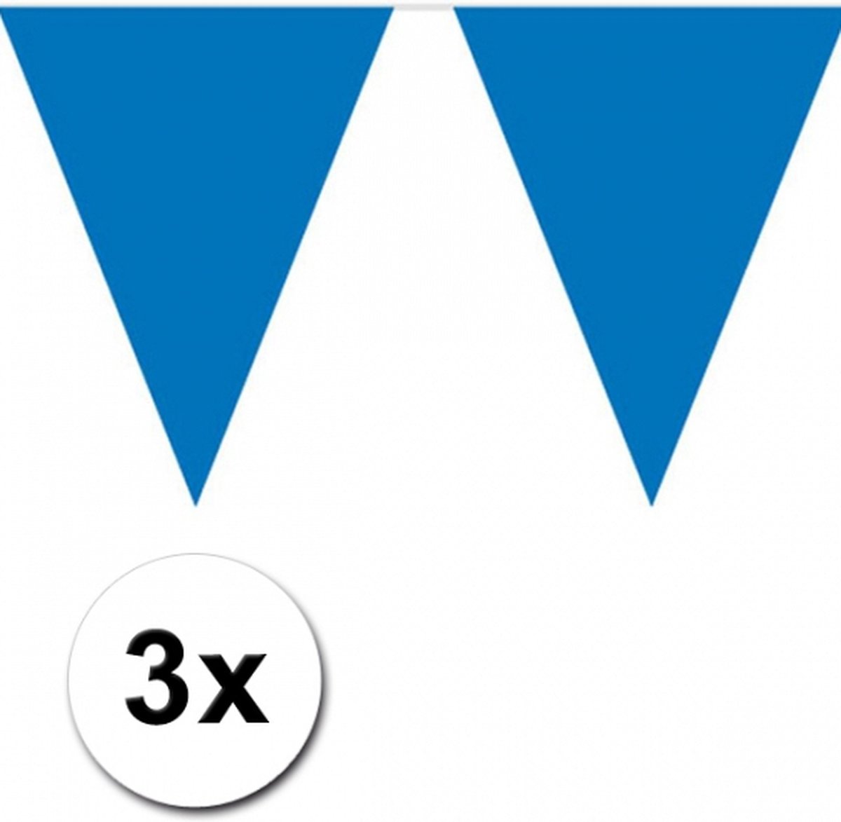 Party Vlaggenlijn puntvlaggetjes - 3x - kunststof - blauw - 10 meter - Slinger - versiering/feestartikelen — afbeelding 2