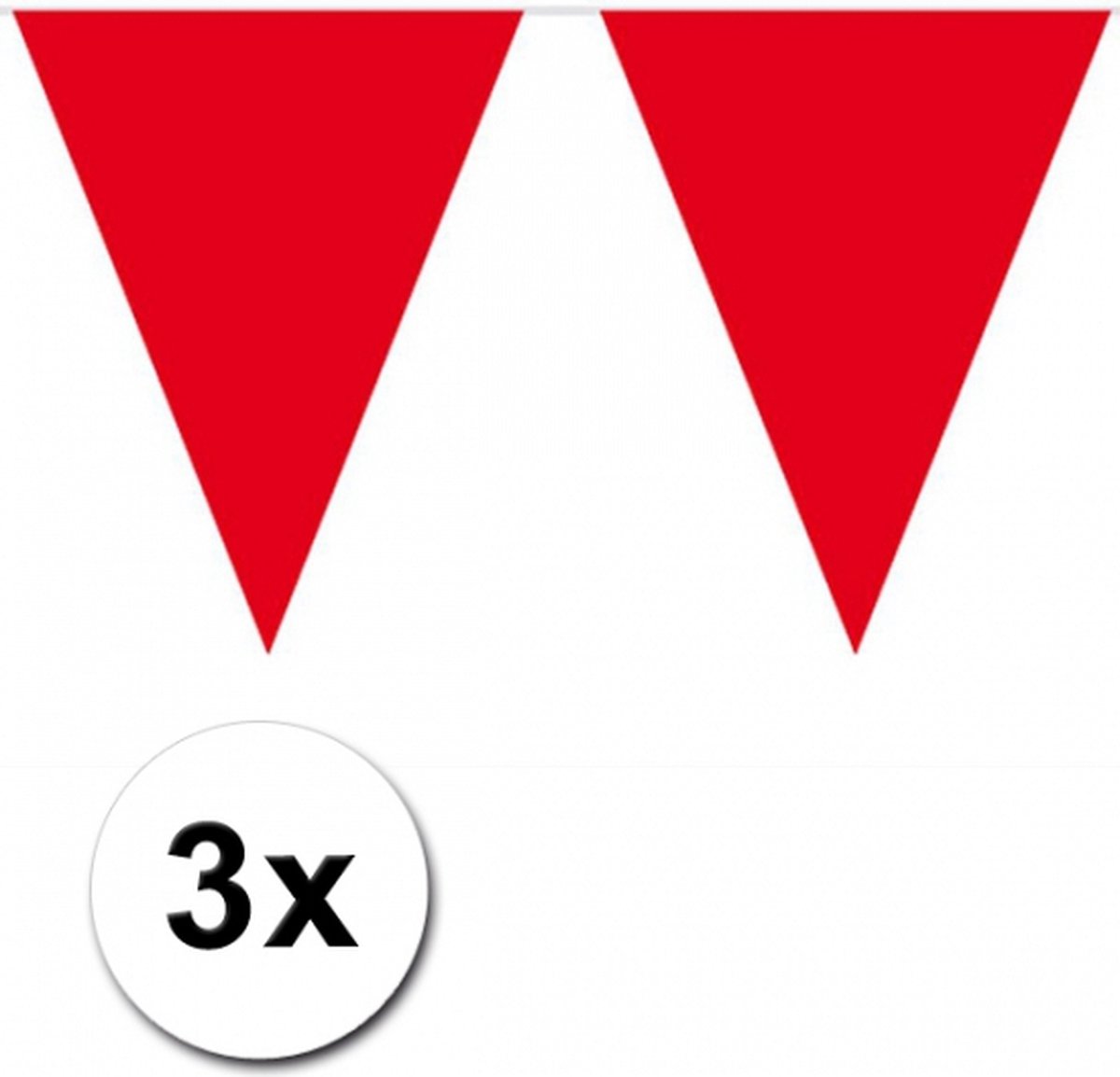 Party Vlaggenlijn puntvlaggetjes - 3x - kunststof - rood - 10 meter - Slinger - versiering/feestartikelen — afbeelding 4