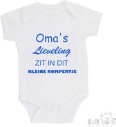 100% katoenen Romper "Oma's lieveling zit in dit kleine rompertje" Jongens Katoen Wit/blauw Maat 56/62