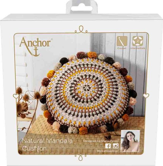 Foto: Anchor haakpakket mandala kussen natural haakpakket diy kussenpakket