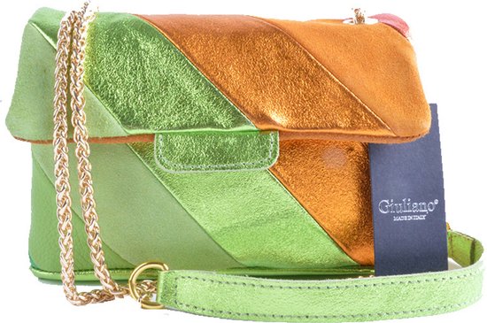 Giuliano Rainbow Metallic Schoudertas - Groen / Oranje