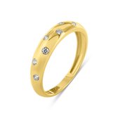 Silventi 9NBSAM-G230020 Gouden Ring met Zirkonia Steentjes - Dames - 4,4mm Breed - Maat 52 - 14 Karaat - Goud