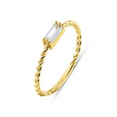 Silventi 9NBSAM-G230012 Gouden Ring gedraaid met Baquette Zirkonia - Dames - 2,5x6mm - Maat 53 - 14 Karaat - Goud