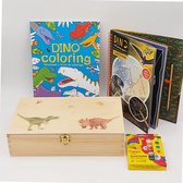 Tekendoos dino - dino knutselpakket - kleurboek en scratchboek dinosaurus - plasticine - knutselen