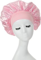 Vrouwen Slaapmuts - Bonnet - Kleur: Roze / Pink - Satijn Slaapmuts - Slaap Muts - Stof: Satijn - Nacht Muts - Dames & Kinderen - Satijnen Bonnet - Slaap Cap - Bonnet - Haar Vlechten Muts - Gevlochten Haren Muts - Haarbescherming tijdens Slapen