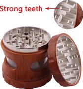 Houten grinder 4 lagen 63mm - Herbal - Grinder - Accessoires - crusher - vermaler - kruimelaar - koffie molen - kruiden molen - molen - kruiden - vergruizer - pulverizer - Donkerbruin