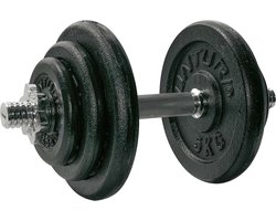 Tunturi Dumbell Gietijzer totaal 20kg - Halterset met schroefsluiting - Dumbbell set - 1 halterstang - 30mm - incl. gratis fitness app