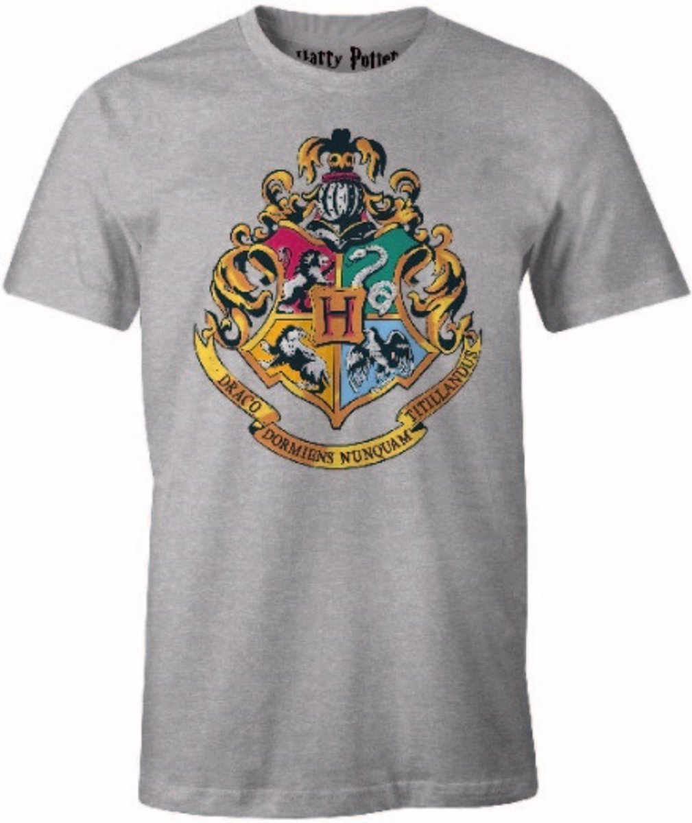 Harry Potter - Hogwarts Houses Grey Melange T-Shirt - S