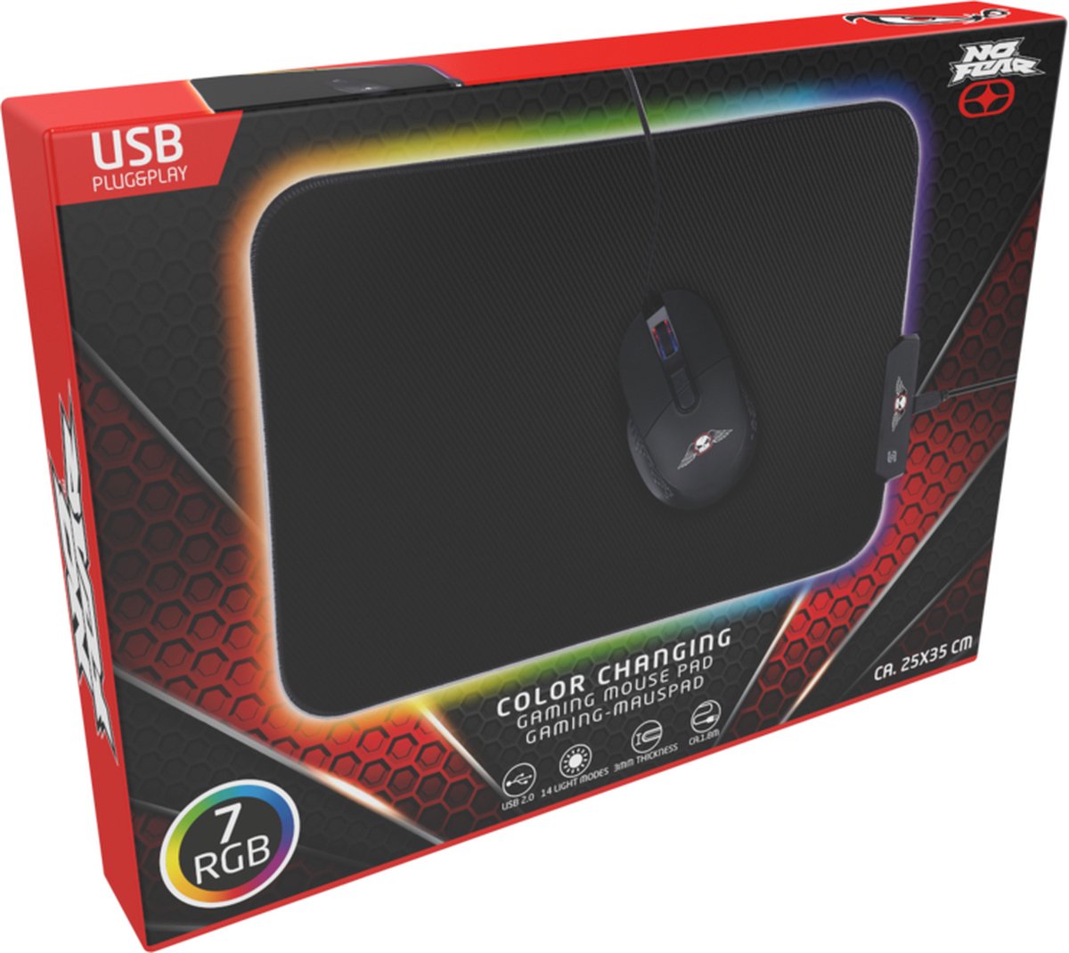 No fear Tapis Souris RGB Noir