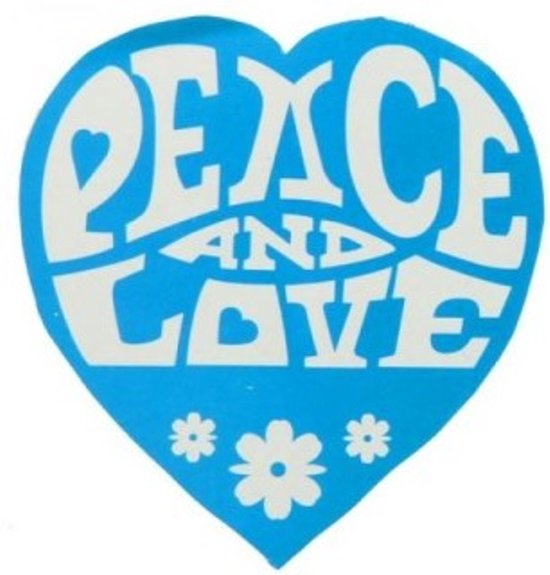 Foto: 10 stickers peace and love blauw hippie sticker hart blauw peace vrede love liefde genderreveal babyshower