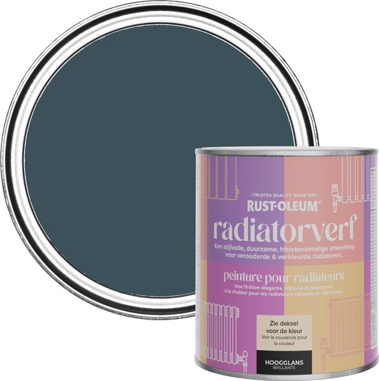 RustOleum Dark Blue Radiator Paint High Gloss Evening Blue 750ml