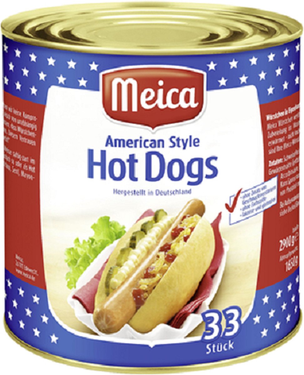 Meica Trueman's Hot Dogs 33 Hot Dog Worsten, 77 Varkensvlees Blik