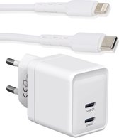 Next-Gen Dubbele USB C Snellader + USB-C 8 Pin Kabel - 2 Meter - GaN Technologie - Oplader Geschikt voor iPhone, iPad met Lightning Poort