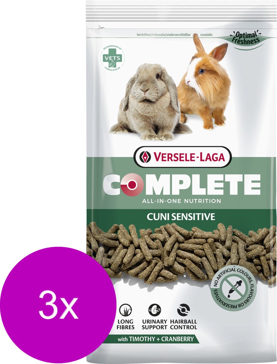 Versele-Laga Complete Cuni Sensitive - Konijnenvoer - 3 x 1.75 kg