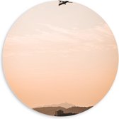 WallClassics - Plaque de Mousse PVC Cercle Mural - Avion au dessus de la Ville - 60x60 cm Photo sur Cercle Mural (avec système d'accrochage)