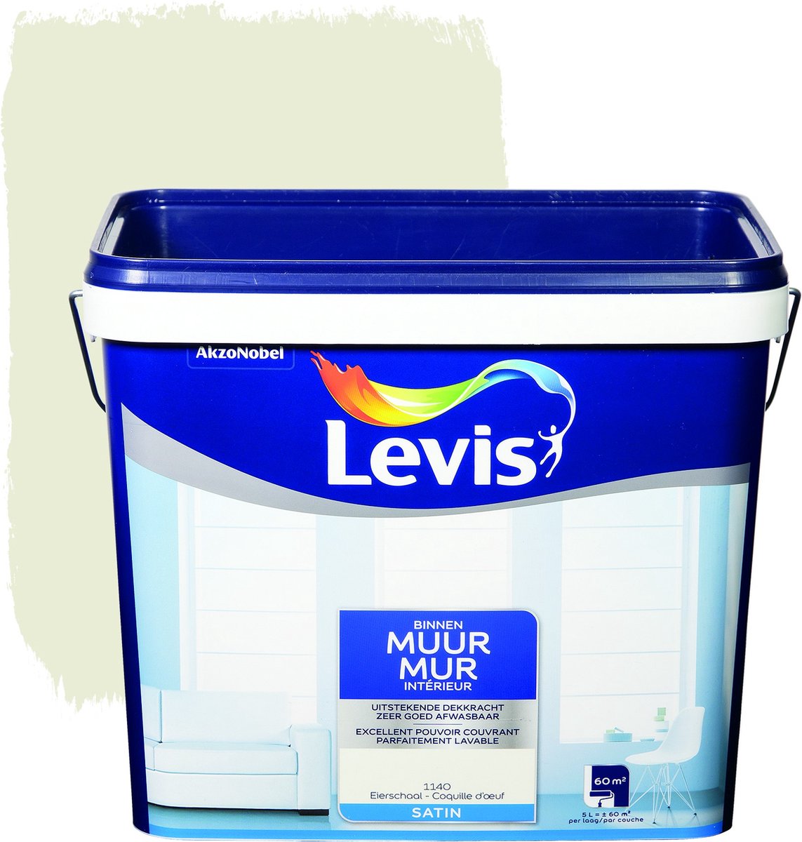 Uitverkoop - Levis Muur Binnen - Eierschaal - Satin - 5L