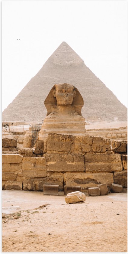 WallClassics - Poster (Mat) - Piramide van Chefren - Egypte - 50x100 cm Foto op Posterpapier met een Matte look