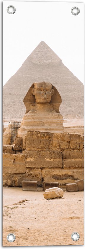 WallClassics - Tuinposter – Piramide van Chefren - Egypte - 20x60 cm Foto op Tuinposter (wanddecoratie voor buiten en binnen)