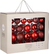 Set de boules de Boules de Noël House of Seasons - 42 pièces - Ø7 cm - Glas - Rouge