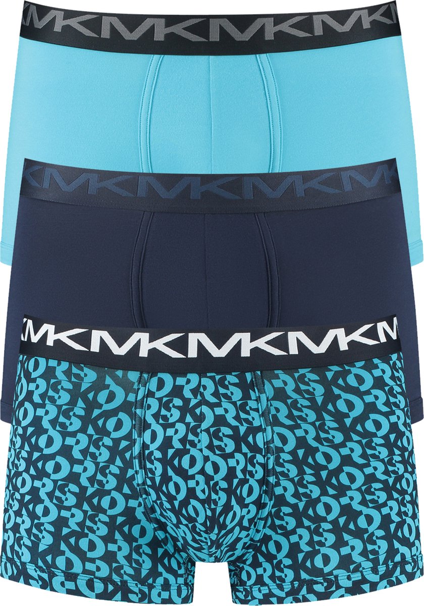 Michael Kors lage heren boxers kort (3-pack) - donkerblauw - print - turquoise - Maat: XL