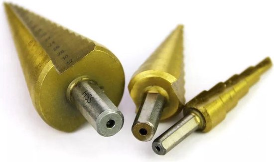 4-22 mm conische punten, trappenboor HSS M35 met zeskantige
